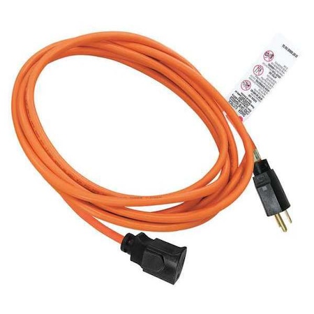 Zoro Select SJTW Locking Extension Cord, 16 AWG 1 Outlet, 5-15R, Orange, PVC, 5-15P, 10ft 52NY11