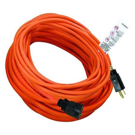 Zoro Select SJTW Locking Extension Cord, 16 AWG 1 Outlet, 5-15R, Orange, 5-15P, 100ft 52NY12