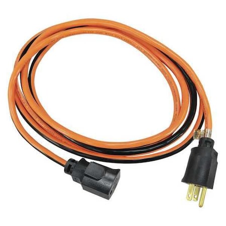 Zoro Select SJTW Locking Outdoor Extension Cord, 14 AWG 1 Outlet, 5-15R, Orange/BLK, PVC 52NY13