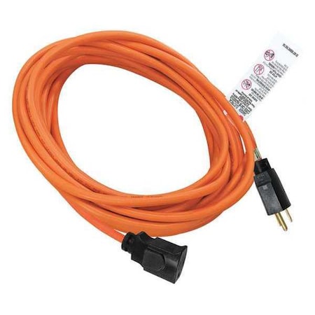 Zoro Select SJTW Locking Extension Cord, 16 AWG 1 Outlet, 5-15R, Orange, PVC, 5-15P, 25ft 52NY15