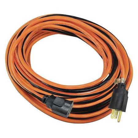 Zoro Select SJTW Locking Outdoor Extension Cord, PVC, 14 AWG 1 Outlet, 5-15R, Orange/BLK 52NY18