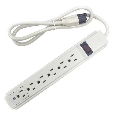 Zoro Select Outlet Strip, 6 5-15R, 5-15P, 3 ft., White 52NY41