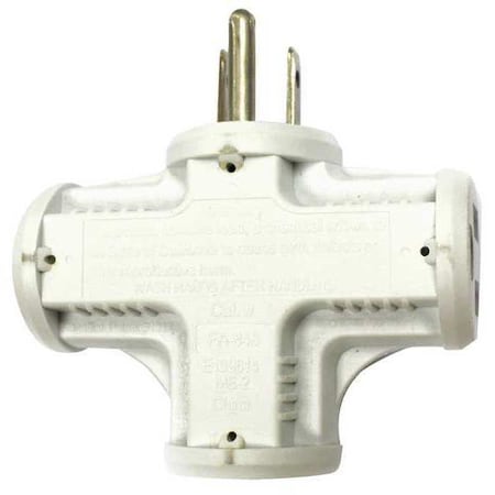 Power First Plug Adapter, Surge, 5-15R, 5-15P, White 52NY46