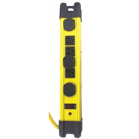 Zoro Select Outlet Strip, Surge, 6 5-15R, 5-15P, 15 ft., Yellow 52NY60