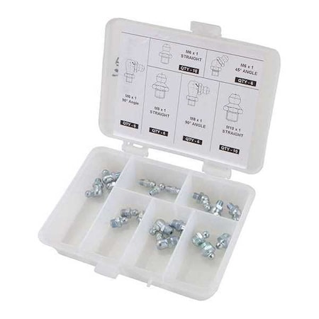 Westward Grease Fitting Kit, No. Pieces 44, PK44 52NZ88