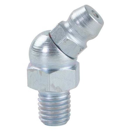 Westward Grease Fitting, 45 Deg., Stl, 15/16" L, PK10 52NZ62