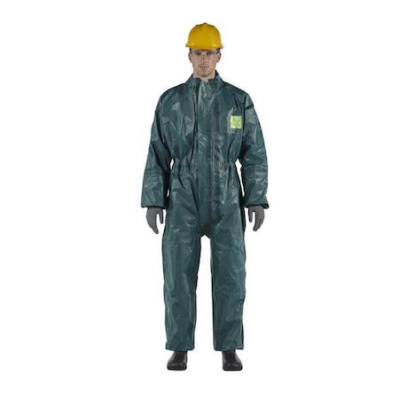 Ansell Hooded Coverall, 3XL, Green, Chemical Laminate M4000 GR40-T-92-103-07