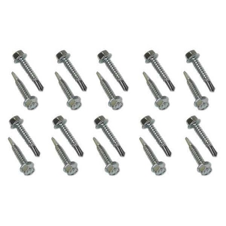 Snap-Loc Self-Drilling Screw, 1/4" x 1-1/4 in, Zinc Plated Steel Flange Hex Head External Hex Drive, 20 PK SLFETM20114