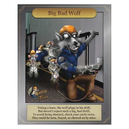 Mancomm Safety Poster, Big Bad Wolf - Shock Protection, Paper, 27 in W, 21 in H 31P-207-01
