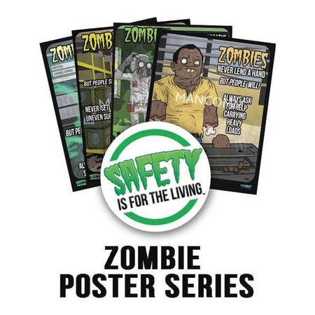 Mancomm Safety Poster, Zombie Safety, Paper, 27 in W, 21 in H 31P-199-01