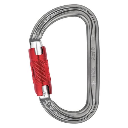 Petzl Carabiner, Twist-Lock, 4-1/2" Length, 1" Gate Opening, Aluminum, Gray M34A RL