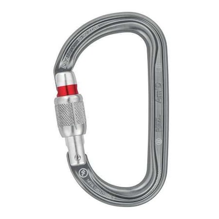 Petzl Carabiner, Screw-Lock, 4 1/4 in Length, 1" Gate Opening, Aluminum, Gray M34A SL
