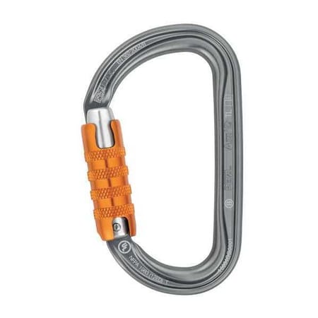 Petzl Carabiner, Auto-Lock, 5-5/16" Length, 1" Gate Opening, Aluminum, Gray M34A TL