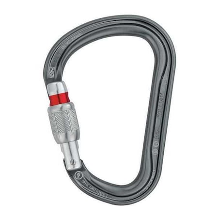 Petzl Carabiner, Screw-Lock, 5-5/16" Length, 1-3/16'' Gate Opening, Aluminum, Gray M36A SL