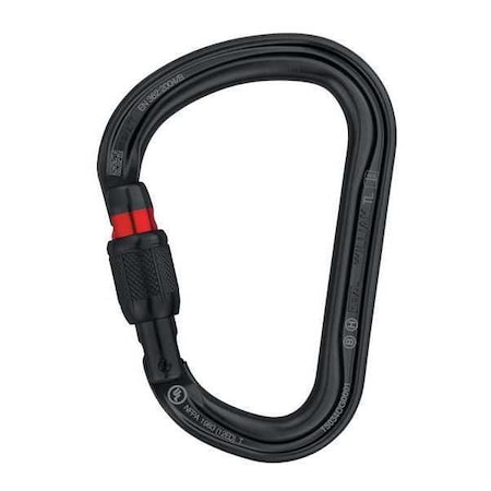 Petzl Carabiner, Screw-Lock, 5-5/16" Length, 1-3/16'' Gate Opening, Aluminum, Black M36A SLN