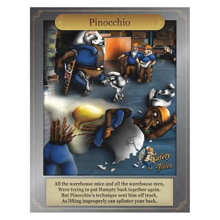 Mancomm Safety Poster, Pinocchio - Proper Lifting, Paper, 27 in W, 21 in H 31P-212-01