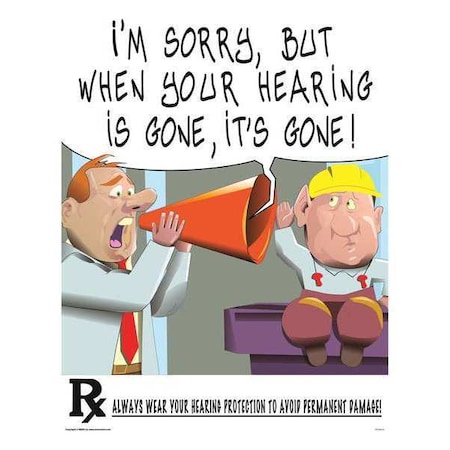 Mancomm Safety Poster, Hearing Protection, Paper, 27 in W, 21 in H 31P-020-01