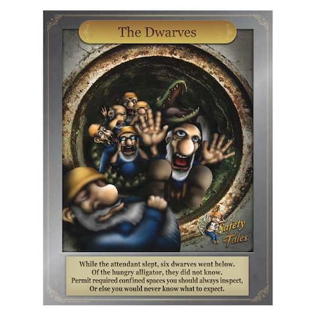 Mancomm Safety Poster, Dwarves - Confined Spaces, Paper, 16 in W, 12 in H 31P-211-02
