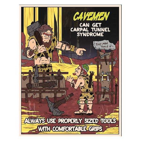 Mancomm Safety Poster, Caveman Tools, Paper, 16 in W, 12 in H 31P-620-02