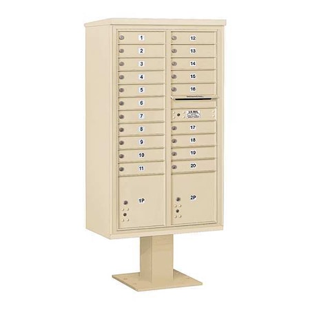 Salsbury Industries Mailbox, Sandstone, Powder Coated, 22 Doors, Pedestal, 4C 3415D-20SAN