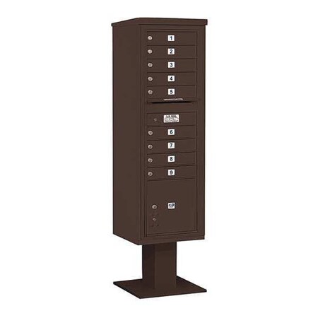 Salsbury Industries Mailbox, Bronze, Powder Coated, 10 Doors, Pedestal, 4C 3415S-09BRZ