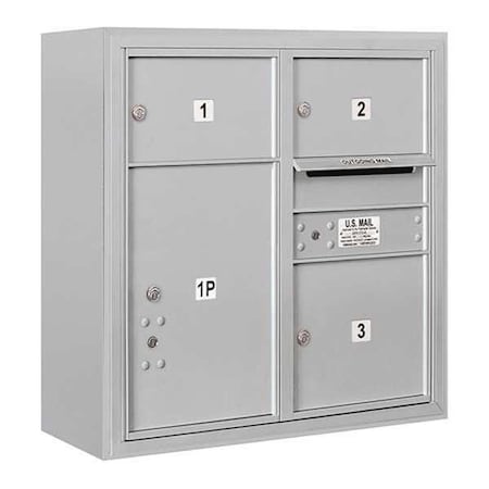 Salsbury Industries Mailbox, Aluminum, Powder Coated, 3 Doors, Surface, 4C, Private 3807D-03AFP
