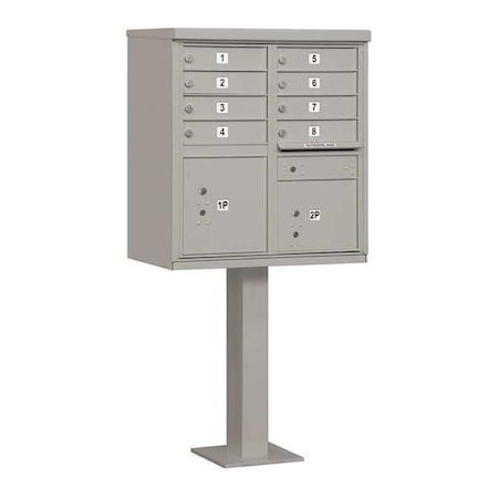 Salsbury Industries Cluster Box Unit, Gray, Powder Coated, 10 Doors, Pedestal, Standard 3308GRY-U