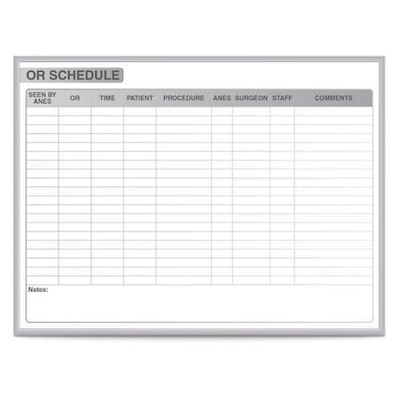 Ghent Planning Board, Plastic, 48 1/2 in, 72 1/2 in, Aluminum Frame, White/Gray, Matte GRPM313S-46
