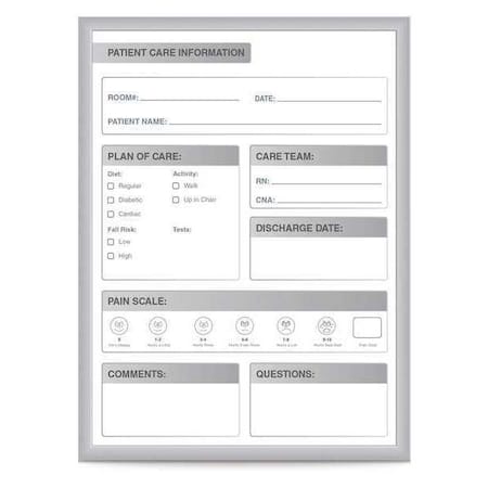 Ghent Patient Room Board, Steel, 24 1/2 in, 18 1/2 in, Aluminum Frame, White/Gray, Gloss GRPM311P-18
