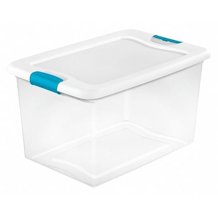 Sterilite Stackable Storage Tote W/ Lid, 16 gal, 23-3/4 in L x 16 in W x 13-1/2 in H, Clear, White 14978006