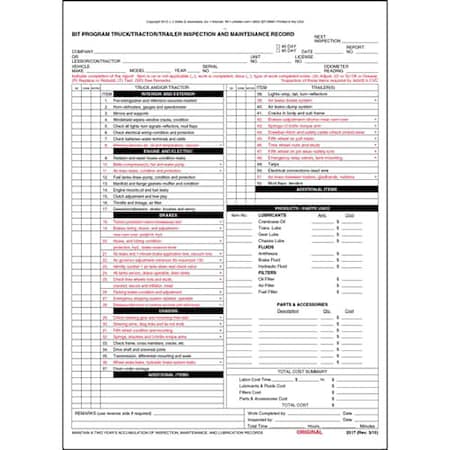 Jj Keller CA Truck/Trailer Inspection Report, PK10 2517