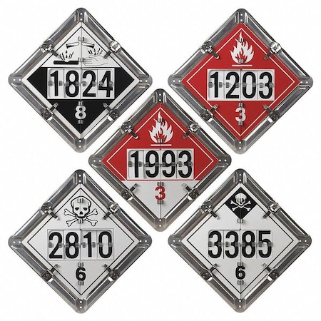 Jj Keller DOT Container Placard, Various DOT Classes, Aluminum, 14" W x 1/2" H 3725