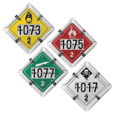 Jj Keller DOT Container Placard, Various DOT Classes, Aluminum, 14" W x 1" H 3750