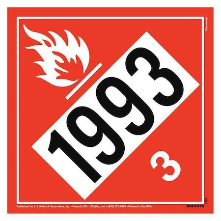 Jj Keller DOT Container Placard, Various DOT Classes, Polystyrene, 10-3/4" W x 3/64" H 1568