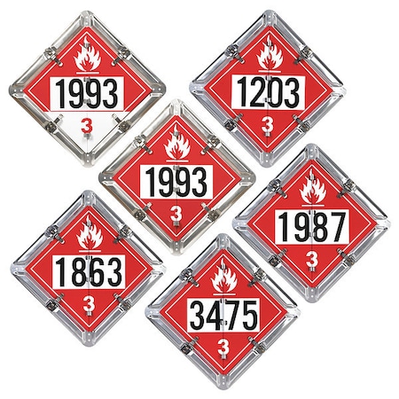 Jj Keller DOT Container Placard, Various DOT Classes, Aluminum, 14" W x 1/2" H 13066