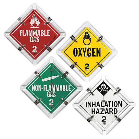 Jj Keller DOT Container Placard, Various DOT Classes, Aluminum, 14" W x 1/2" H 3633