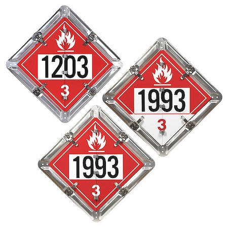 Jj Keller DOT Container Placard, Various DOT Classes, Aluminum, 14" W x 1" H 3663