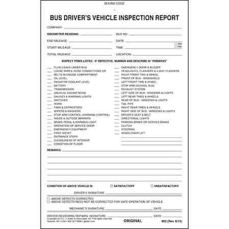 Jj Keller Bus Driver Vehicle Inspection Report 902