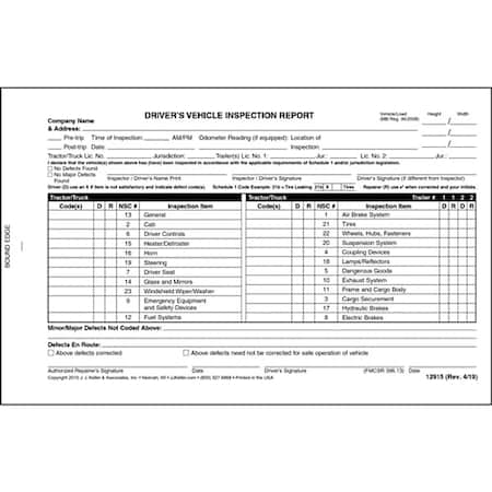Jj Keller Canadian Driver Vehicle Inspection Form 12915