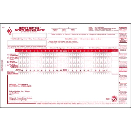 Jj Keller Bilingual Drivers Logbook, With Carbon 8581