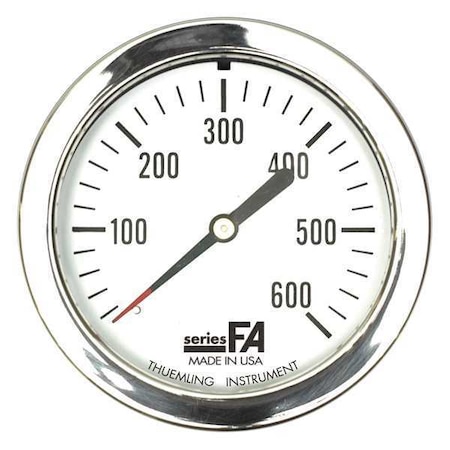 THUEMLING Pressure Gauge, 0 to 400 psi, 1/4 in MNPT, Plastic, Black FA-LFP-210-BG