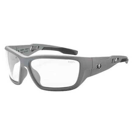 Ergodyne BALDR, Safety Glasses, Anti-Scrtach, Clear Lens, Gray Frame, Full-Frame BALDR