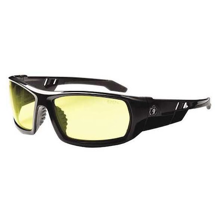 Ergodyne ODIN, Safety Glasses, Uncoated, Yellow Lens, Black Frame, Full-Frame ODIN