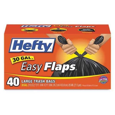 Hefty 30 gal Trash Bags, 30 in x 33 in, Extra Heavy-Duty, 0.8 mil, Black E27744