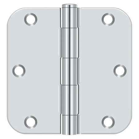 Deltana Door and Butt Hinge, Steel, Full Mortise Mounting, 1 3/4 in Leaf W x 3 1/2 in Leaf H, Bright Chrome S35R526