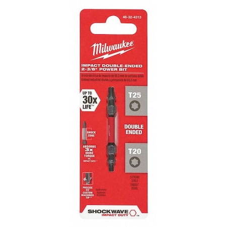 Milwaukee Tool SHOCKWAVE T20/T25 Impact Double Ended Bit 48-32-4313
