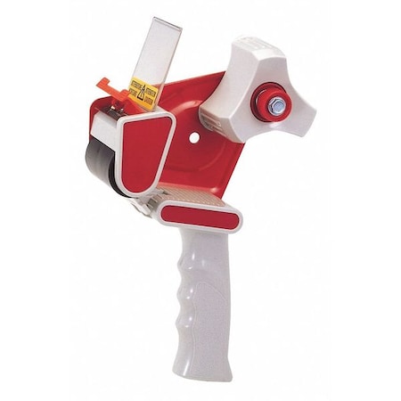 Zoro Select Tape Dispenser, 3 in Max. Tape Width. 5 1/2 in Tape Core Dia, Pistol, Metal, Plastic, Gray, Red 52WX73