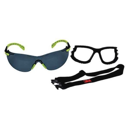 3M Solus 1000 TPE, Safety Glasses, Scotchgard Anti-Fog & Anti-Scratch, Gray Lens, Green/Black Frame S1202SGAF-KT