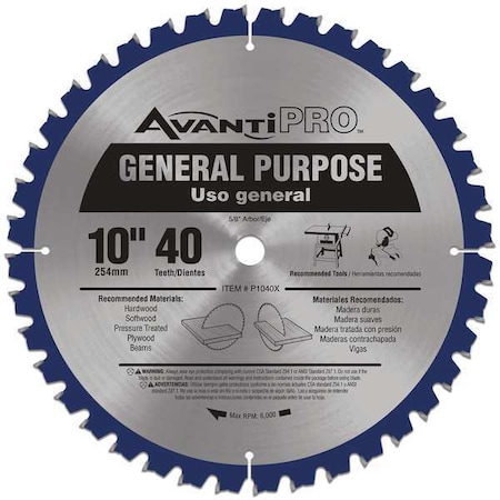 Avanti 10", 40-Teeth Circular Saw Blade P1040X