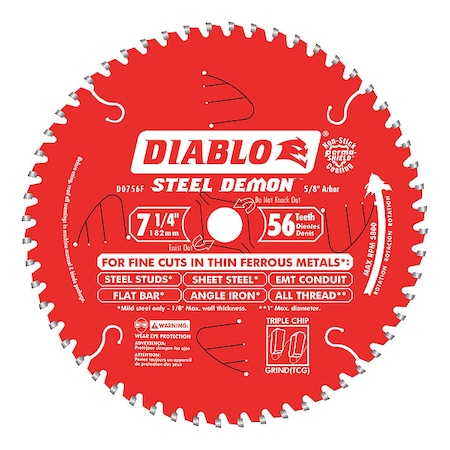 Diablo 7-1/4", 56-Teeth Circular Saw Blade D0756F
